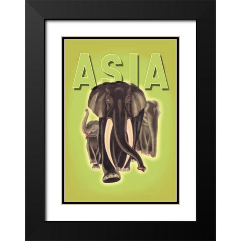 Indian Elephants, 1934 Black Modern Wood Framed Art Print with Double Matting by Harrer, Robert