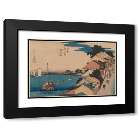 Kanagawa, 1836 Black Modern Wood Framed Art Print with Double Matting by Hiroshige, Ando