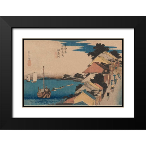 Kanagawa, 1836 Black Modern Wood Framed Art Print with Double Matting by Hiroshige, Ando