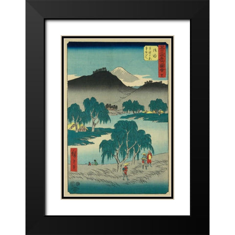 Goyu, 1855 Black Modern Wood Framed Art Print with Double Matting by Hiroshige, Ando