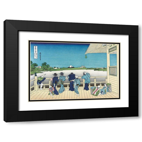 Sazai Hall - 500 Rakanji Temple, 1830 Black Modern Wood Framed Art Print with Double Matting by Hokusai