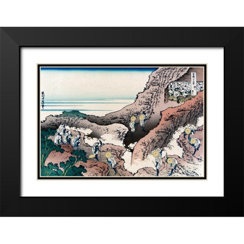Climbing Mt. Fuji, 1830 Black Modern Wood Framed Art Print with Double Matting by Hokusai