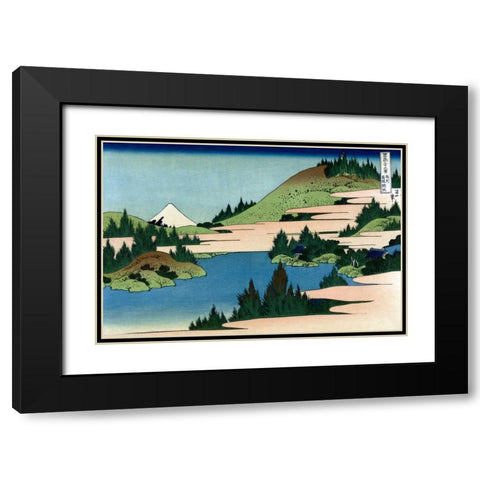 Lake of Hakone in Sagami Province, 1830 Black Modern Wood Framed Art Print with Double Matting by Hokusai