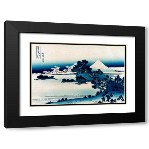 Schichiri Beach in Sagami Province, 1830 Black Modern Wood Framed Art Print with Double Matting by Hokusai