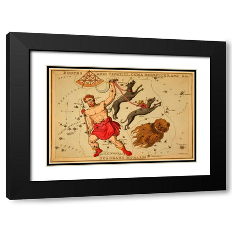 Bootes Canes Venatici, Coma Berenices, and Quadrans Muralis, 1825 Black Modern Wood Framed Art Print with Double Matting by Aspin, Jehoshaphat