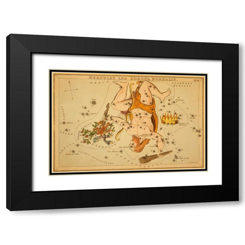 Hercules and Corona Borealis, 1825 Black Modern Wood Framed Art Print with Double Matting by Aspin, Jehoshaphat