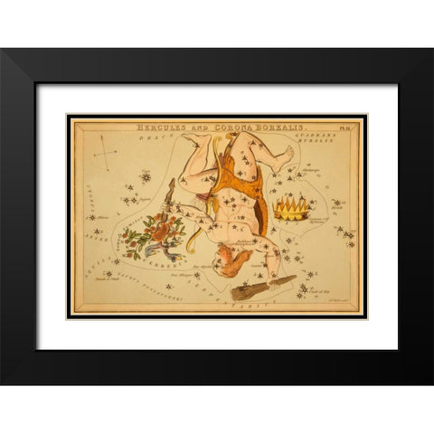 Hercules and Corona Borealis, 1825 Black Modern Wood Framed Art Print with Double Matting by Aspin, Jehoshaphat