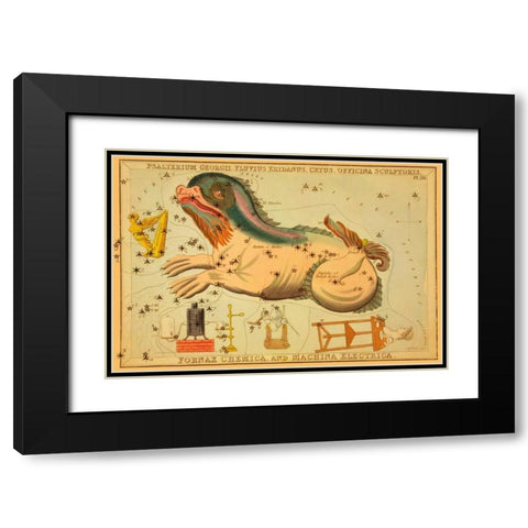 Psalterium Georgii, Fluvius Eridanus, Cetus, Officina Sculptoris, Fornax Chemica, and Machina Electr Black Modern Wood Framed Art Print with Double Matting by Aspin, Jehoshaphat