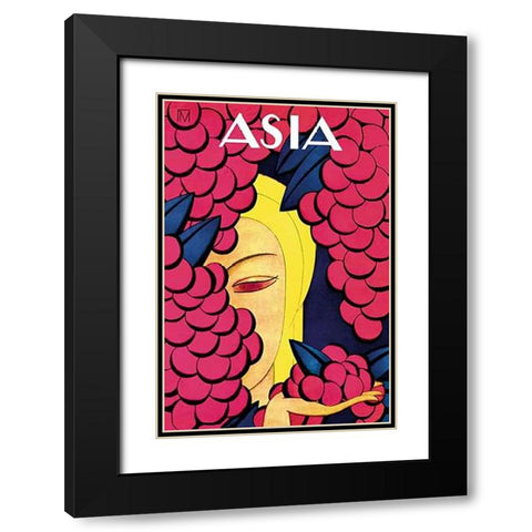 Persian Low Hanging Grapes with Title, 1926 Black Modern Wood Framed Art Print with Double Matting by McIntosh, Frank