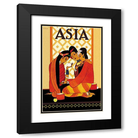Burm Gossip with Title, 1926 Black Modern Wood Framed Art Print with Double Matting by McIntosh, Frank