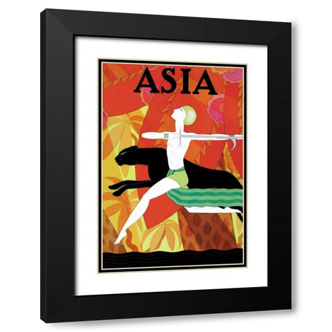 Mowgli and the Black Panther with Title, 1926 Black Modern Wood Framed Art Print with Double Matting by McIntosh, Frank