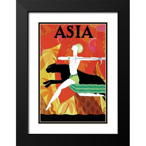 Mowgli and the Black Panther with Title, 1926 Black Modern Wood Framed Art Print with Double Matting by McIntosh, Frank