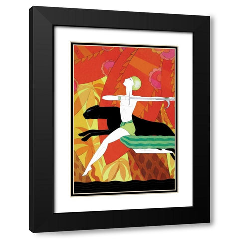 Mowgli and the Black Panther, 1926 Black Modern Wood Framed Art Print with Double Matting by McIntosh, Frank