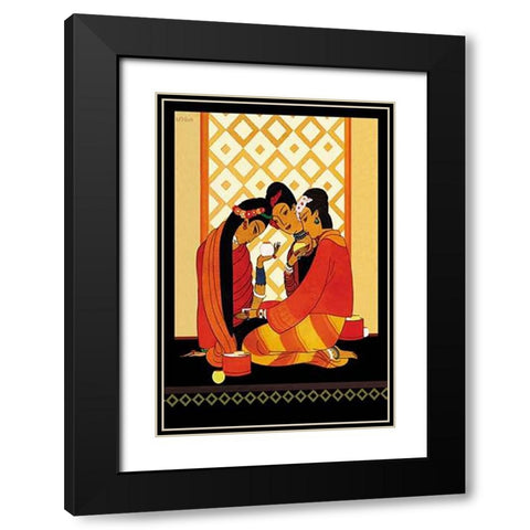 Burma-Gossip, 1926 Black Modern Wood Framed Art Print with Double Matting by McIntosh, Frank