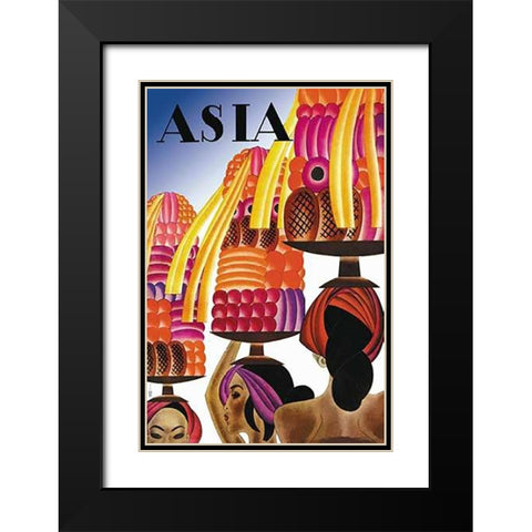 The Balinese Go Templewards with Title, 1931 Black Modern Wood Framed Art Print with Double Matting by McIntosh, Frank