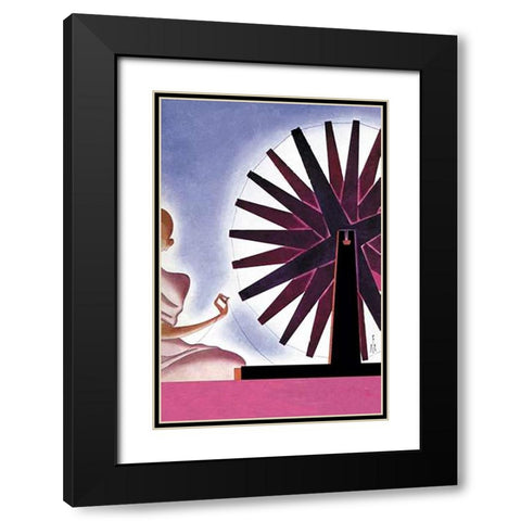 Indias Symbolic Wheel, 1932 Black Modern Wood Framed Art Print with Double Matting by McIntosh, Frank