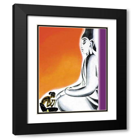Burmese Sculptor at the knees of Buddha, 1933 Black Modern Wood Framed Art Print with Double Matting by McIntosh, Frank