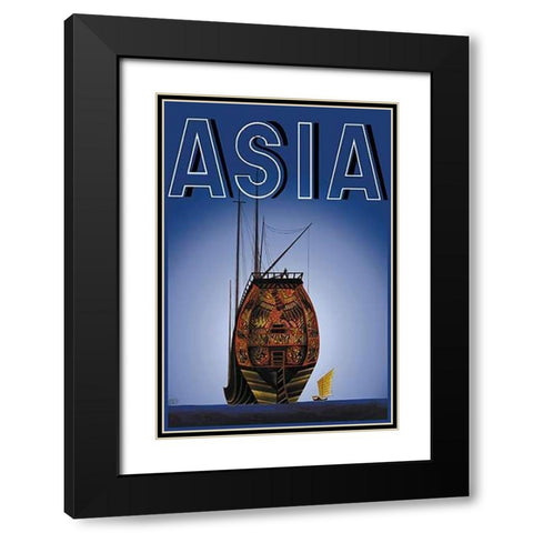 Chinese Junks with Title, 1934 Black Modern Wood Framed Art Print with Double Matting by McIntosh, Frank