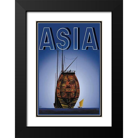 Chinese Junks with Title, 1934 Black Modern Wood Framed Art Print with Double Matting by McIntosh, Frank