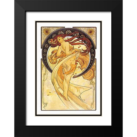Dance (Golden), 1898 Black Modern Wood Framed Art Print with Double Matting by Mucha, Alphonse