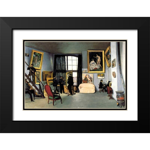 Bazilles Studio: 9 rue de la Condamine, 1870 Black Modern Wood Framed Art Print with Double Matting by Unknown