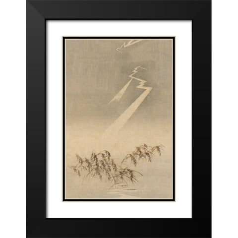 Thunder and lightning over rice grain, 1900 Black Modern Wood Framed Art Print with Double Matting by Unknown