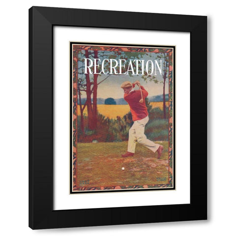Recreation Black Modern Wood Framed Art Print with Double Matting by Unknown