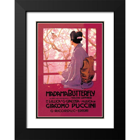 Madama Butterfly Black Modern Wood Framed Art Print with Double Matting by Unknown