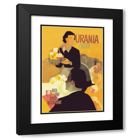Urania Bier und Speise Restaurant Black Modern Wood Framed Art Print with Double Matting by Unknown