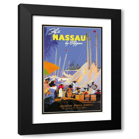 Fly to Nassau by Clipper Black Modern Wood Framed Art Print with Double Matting by Von Arenburg