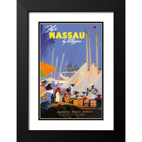 Fly to Nassau by Clipper Black Modern Wood Framed Art Print with Double Matting by Von Arenburg