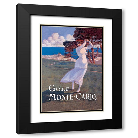 Golf Monte Carlo, 1900 Black Modern Wood Framed Art Print with Double Matting by Ximines, Elio