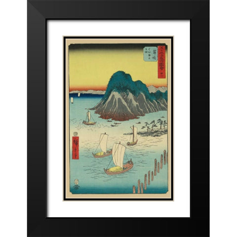 Maisaka, 1855 Black Modern Wood Framed Art Print with Double Matting by Hiroshige, Ando