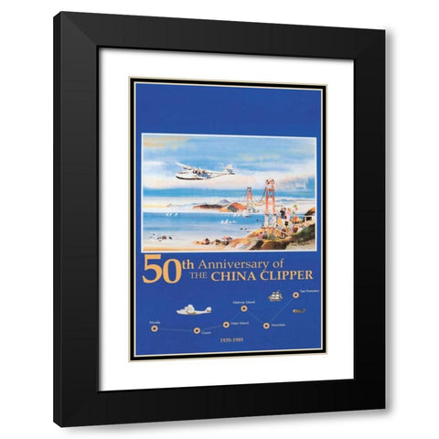 50th Anniversary of the China Clipper Black Modern Wood Framed Art Print with Double Matting by Unknown