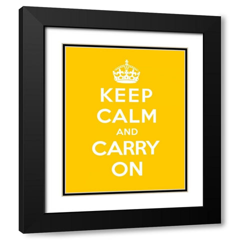 Keep Calm and Carry On - Yellow Black Modern Wood Framed Art Print with Double Matting by The British Ministry of Information