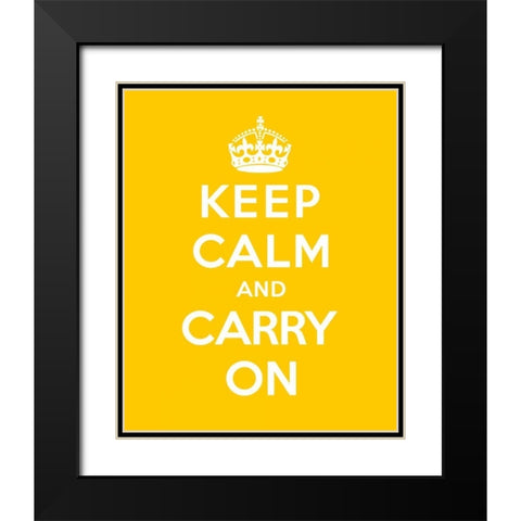 Keep Calm and Carry On - Yellow Black Modern Wood Framed Art Print with Double Matting by The British Ministry of Information