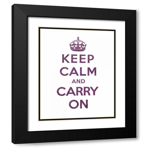 Keep Calm and Carry On - Texture VI Black Modern Wood Framed Art Print with Double Matting by The British Ministry of Information
