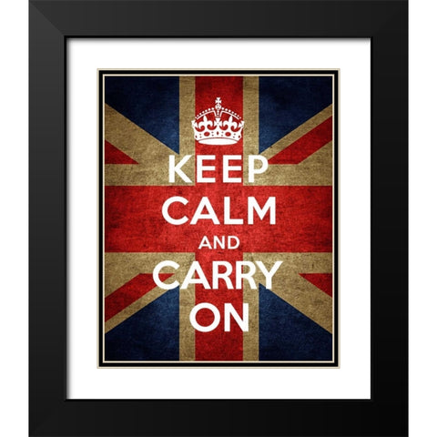 Keep Calm and Carry On - Union Jack Black Modern Wood Framed Art Print with Double Matting by The British Ministry of Information