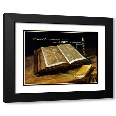 The Bible: Still Life with verse Black Modern Wood Framed Art Print with Double Matting by Van Gogh, Vincent