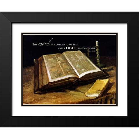 The Bible: Still Life with verse Black Modern Wood Framed Art Print with Double Matting by Van Gogh, Vincent