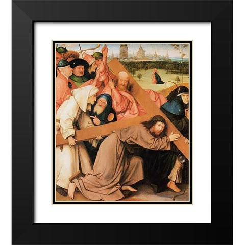Museumist Carrying The Cross Black Modern Wood Framed Art Print with Double Matting by Bosch, Hieronymus