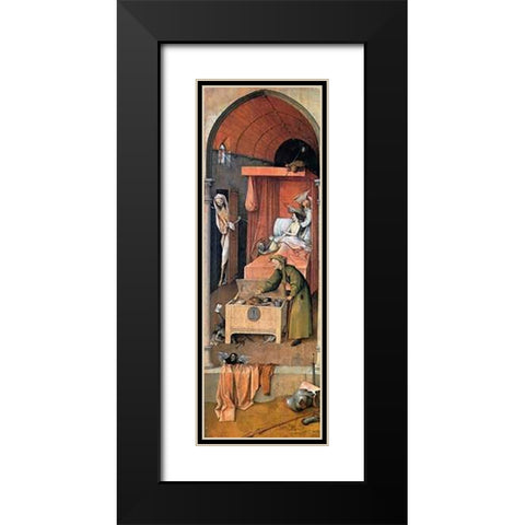 Death And The Miser Black Modern Wood Framed Art Print with Double Matting by Bosch, Hieronymus