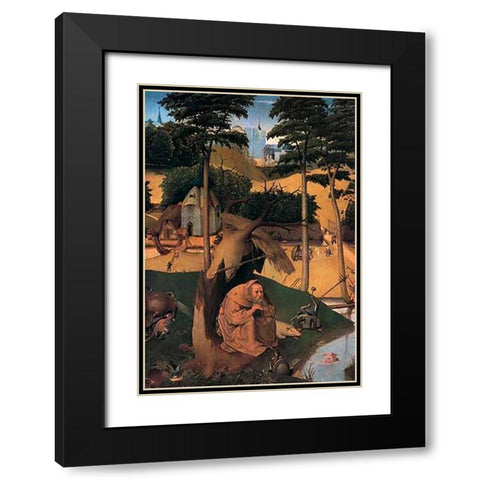 Saint Anthony Black Modern Wood Framed Art Print with Double Matting by Bosch, Hieronymus