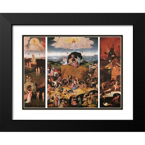 The Haywain Black Modern Wood Framed Art Print with Double Matting by Bosch, Hieronymus