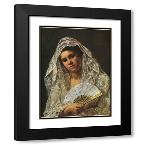 A Seville Belle 1873 Black Modern Wood Framed Art Print with Double Matting by Cassatt, Mary
