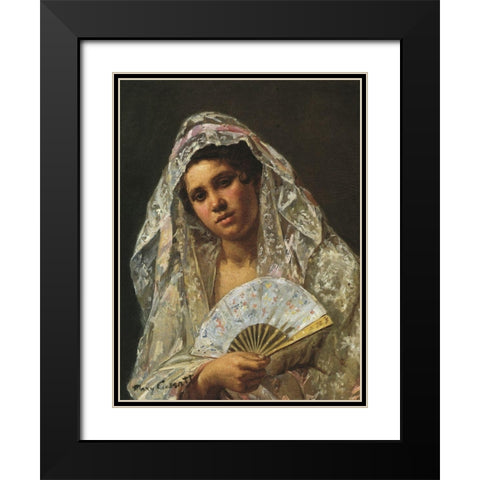 A Seville Belle 1873 Black Modern Wood Framed Art Print with Double Matting by Cassatt, Mary