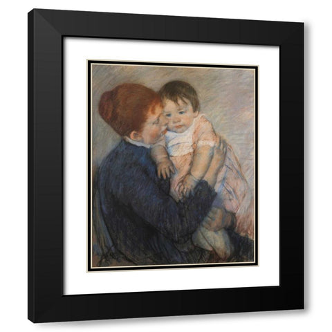 Agatha And Her Child 1891 Black Modern Wood Framed Art Print with Double Matting by Cassatt, Mary