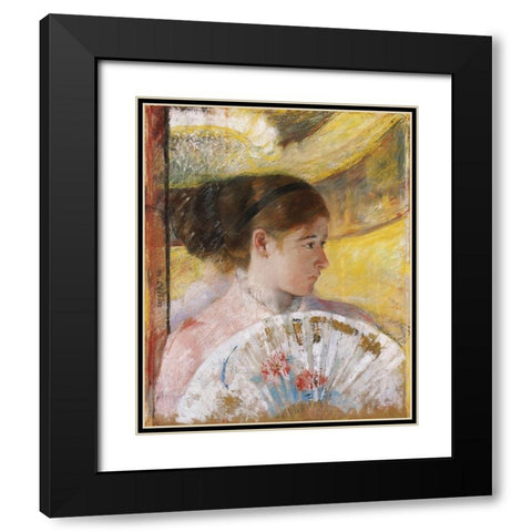 At The Theater 1879 Black Modern Wood Framed Art Print with Double Matting by Cassatt, Mary
