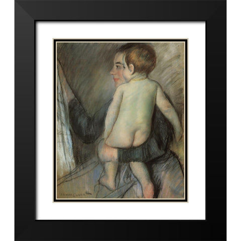 At The Window 1889 Black Modern Wood Framed Art Print with Double Matting by Cassatt, Mary