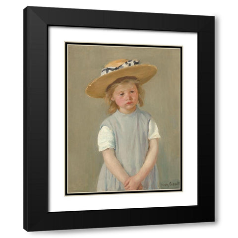 Child With Straw Hat - Version 2 Black Modern Wood Framed Art Print with Double Matting by Cassatt, Mary